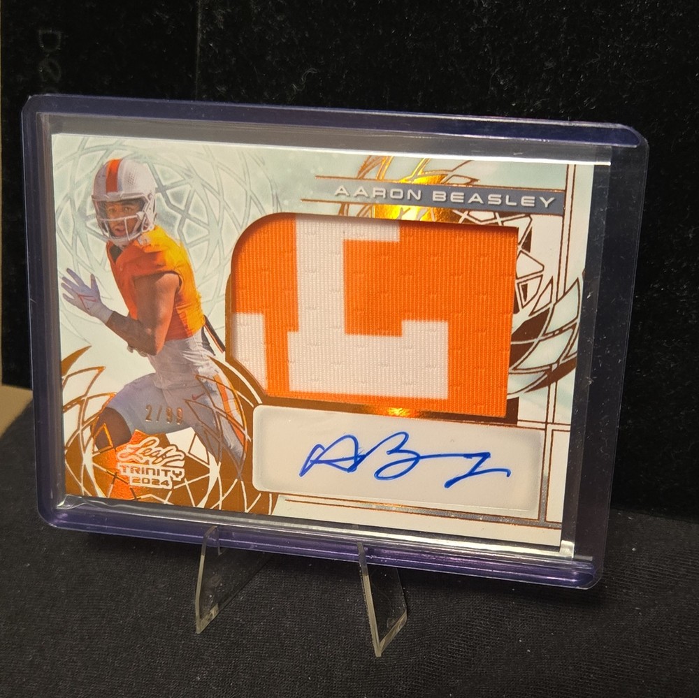Aaron Beasley 2024 Leaf Trinity Bronze 2-Color Patch Auto /99 Rookie Card-image
