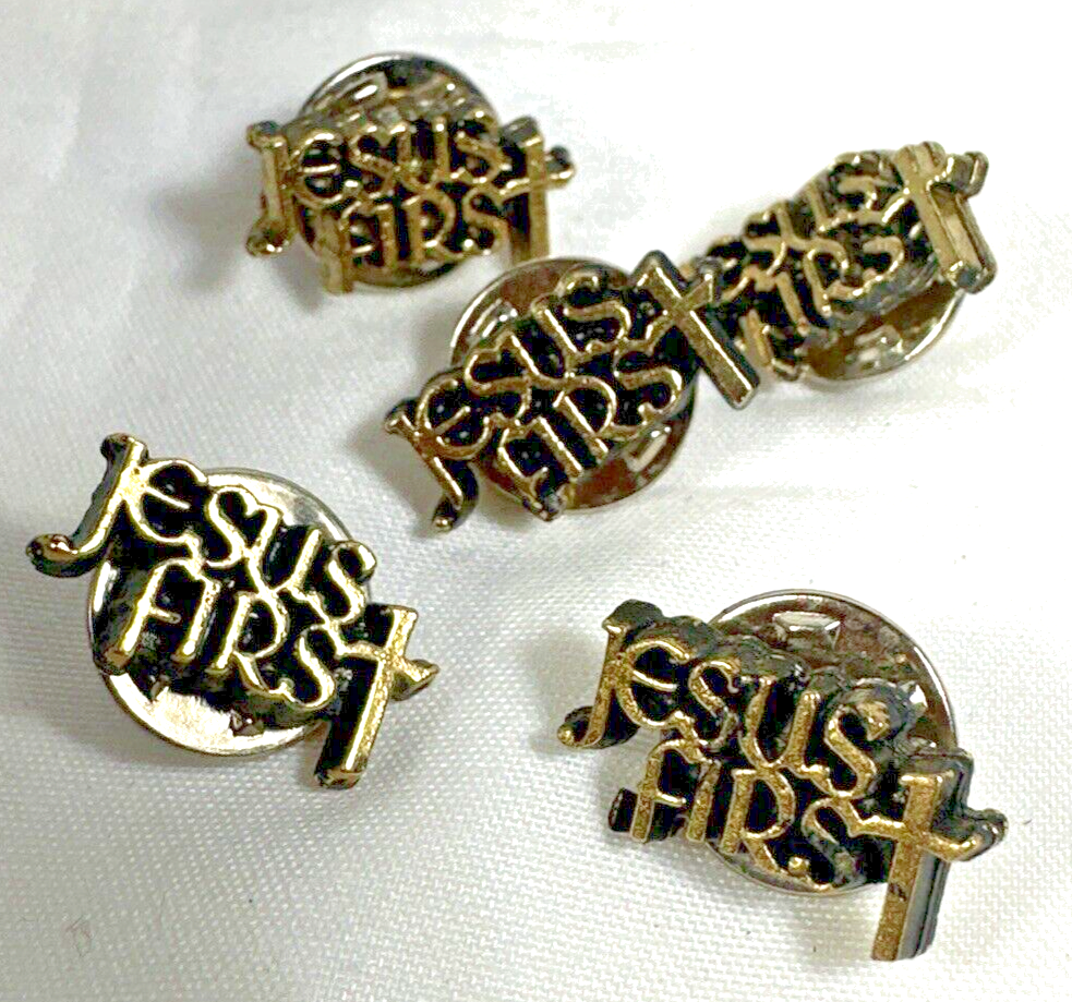 5 Gold Metal Jesus First Christian Brooch Lapel Tie Pins
