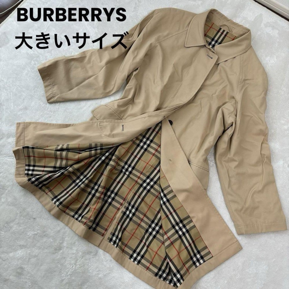 Burberrys Stainless Steel Collar Coat Nova Check Large Size Xl 13
