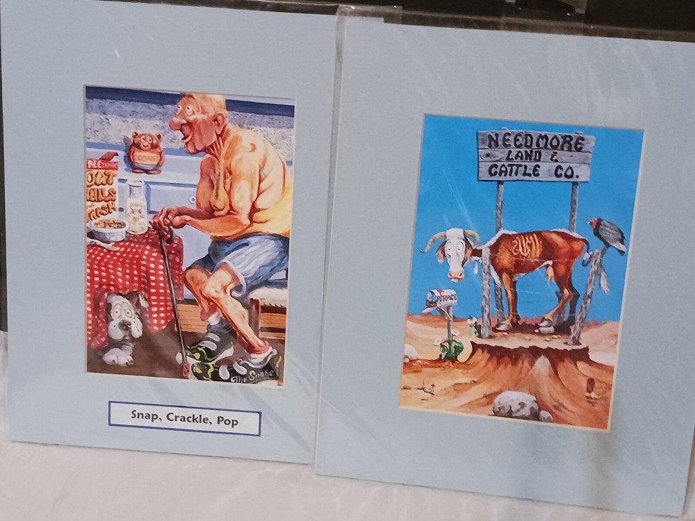 Western Artist Roy Boots Reynolds Cartoon Cowboy 2 8x10 prints Boots Reynolds