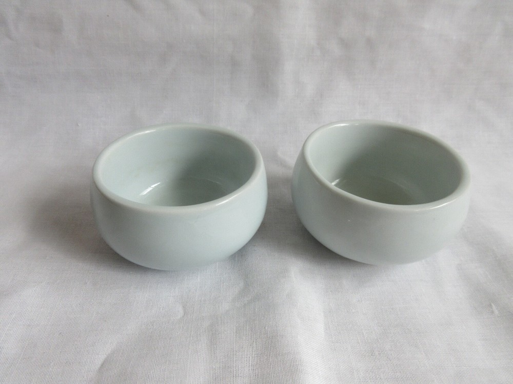 Set of 2 Korean Style Tea Cups Baby Blue Thick Heavy and Durable Ceramic Ware