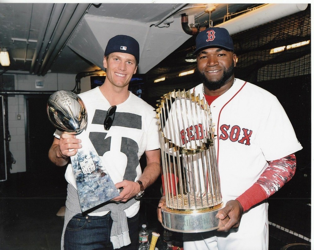 Tom Brady David Ortiz Trophy 8x10 Picture Celebrity Print