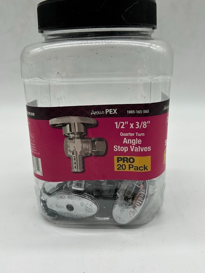 1/2 in PEX-B Barb x 3/8 in Compression Angle Stop Valve 11-Pack