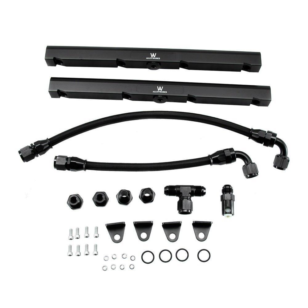 -8AN Fuel Rails Kit w/ Fitting T hose For GM LS1 / LS6 Quick Connect Aluminum BK