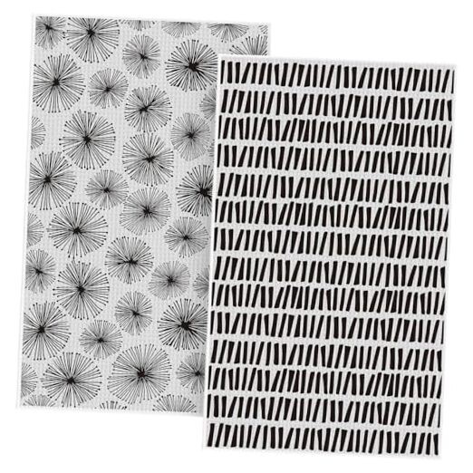 Sky Party Linework Oversize Kitchen Tea Towels 18x30 Inch Grey