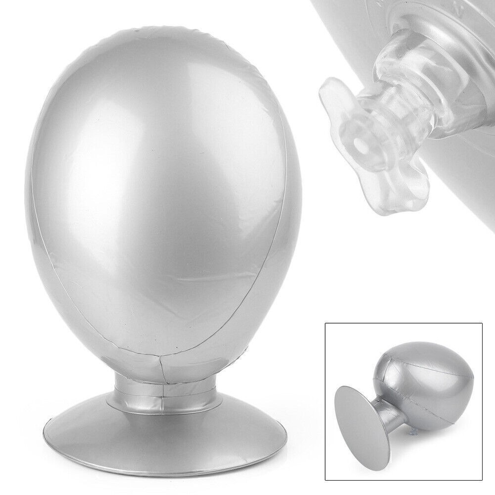 Inflatable Mannequin Head Round Torso Model PVC Silver 1031 58cm