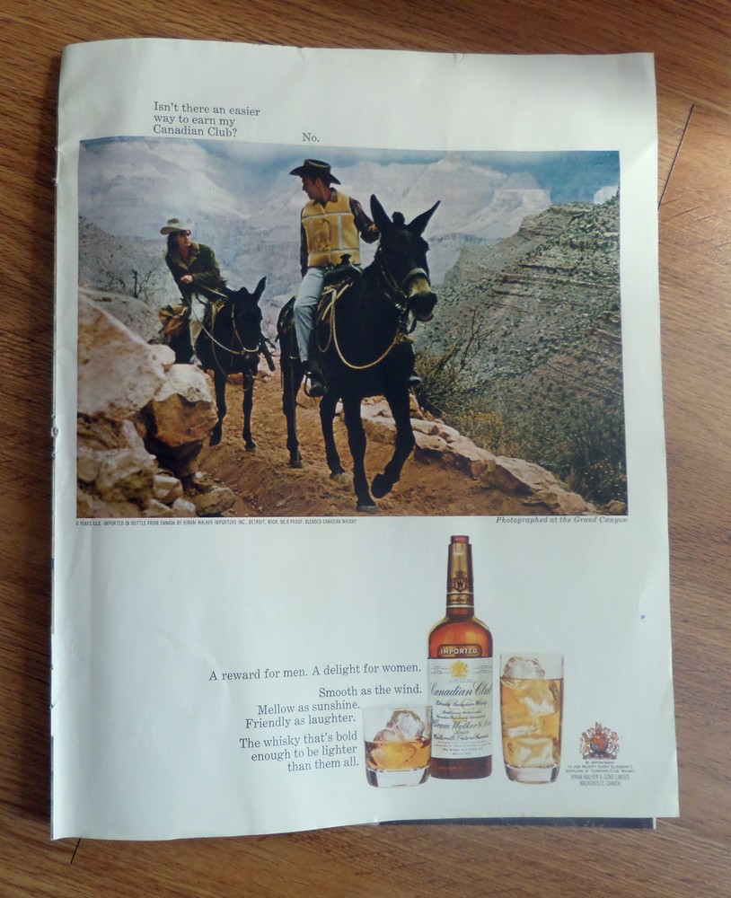 1968 Canadian Club Whiskey Ad Grand Canyon 1968 Camel Cigarette Ad Walk a Mile-image