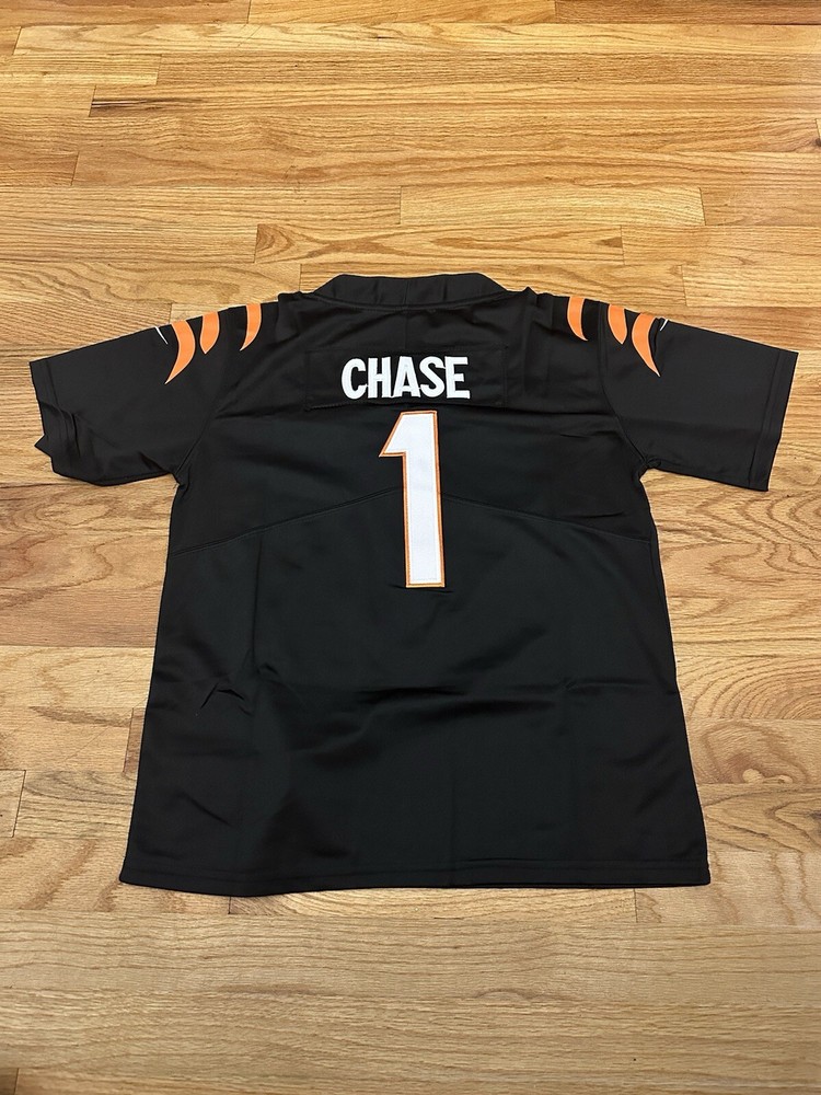 Ja'Marr Chase #1 Cincinnati Bengals KIDS Jersey Black YOUTH MEDIUM Stitched