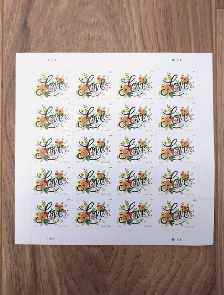 1 SHEET OF 20 LOVE FLOURISHES “Collectible stamps”