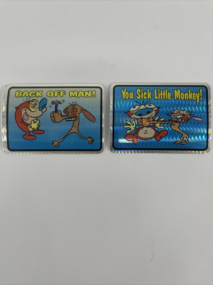 LOT OF 2 RARE Vintage 1990s Ren & Stimpy Vending Machine Prism Sticker Stickers