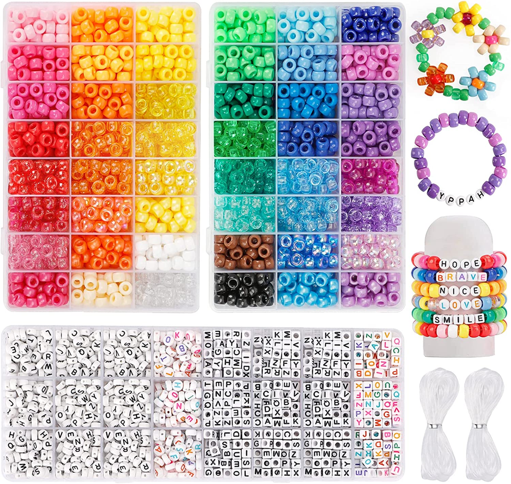 3960Pcs Pony Beads for Friendship Bracelet Making Kit 48 Colors Kandi Beads Set,