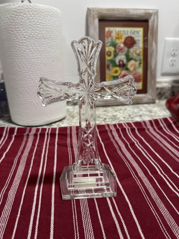 Waterford Irish Crystal 7.5 Inch Vintage Retired Standing Cross Glass Figurine