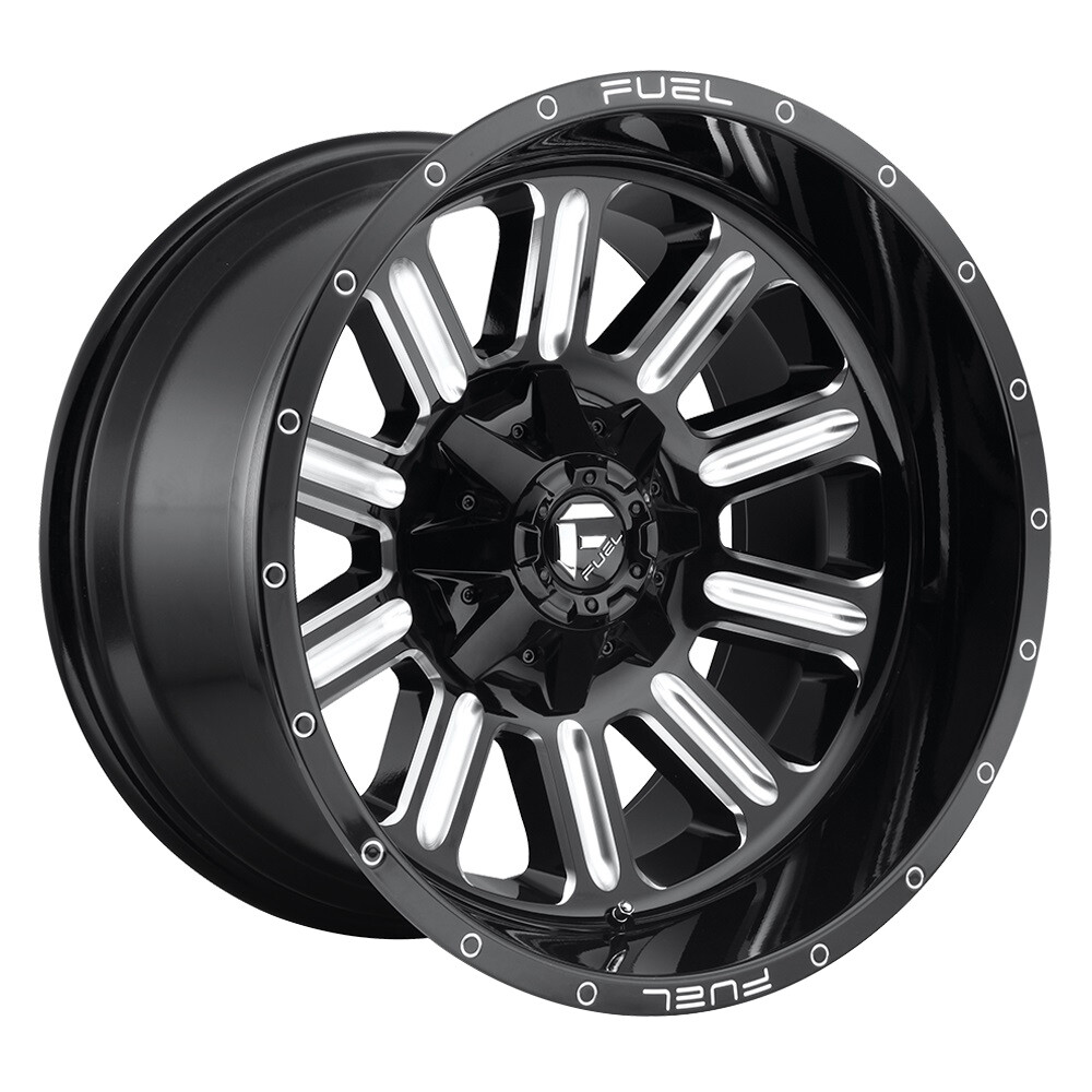 FUEL Hardline D620 20X9 5X127/5X139.7 Offset 20 Gloss Black & Milled (Qty of 1)