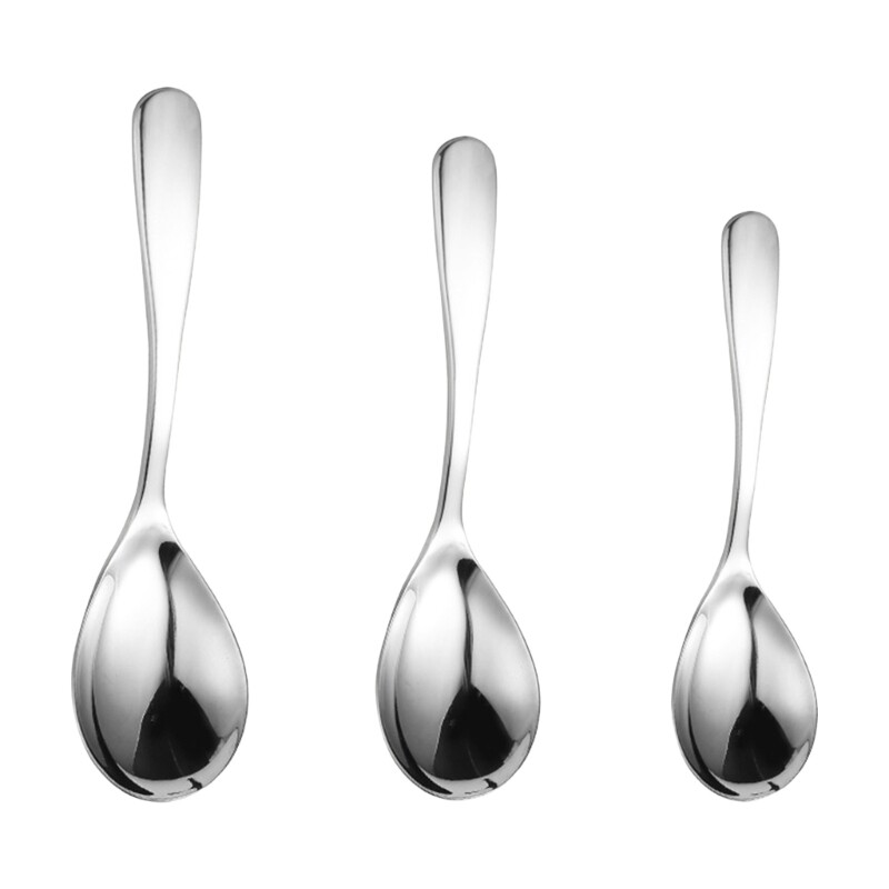 4Pcs Thick Short Handle Soup Spoons Stainsless Steels Spoons Kitchen Round Spoon