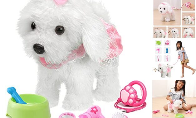 Remote Control Electronic Plush Puppy Toy Pet for Girls Kids Interactive