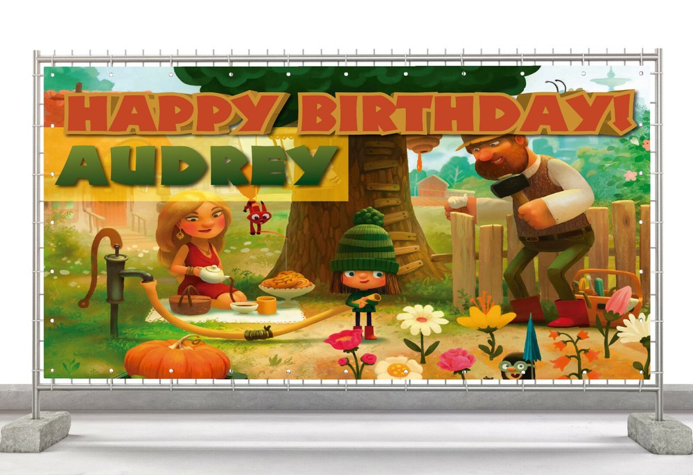 Family cartoon Custom Happy Birthday Banner Personalized Poster M522