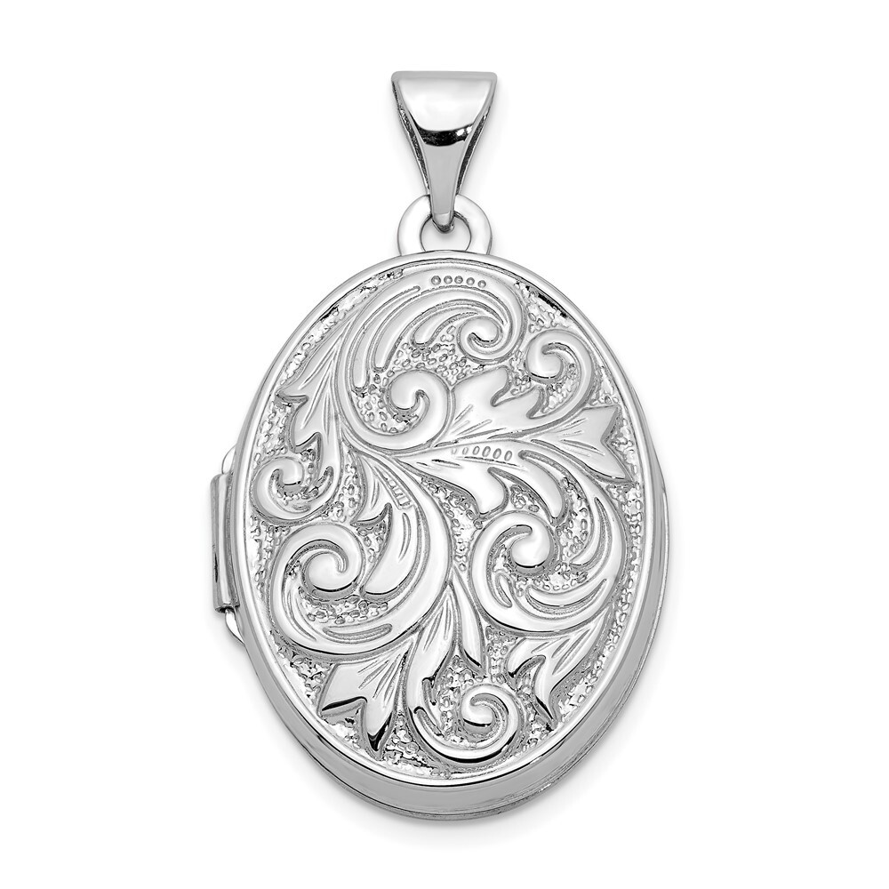 14k White Gold Polished Reversible Love You Always Oval Locket Pendant 1.31gm