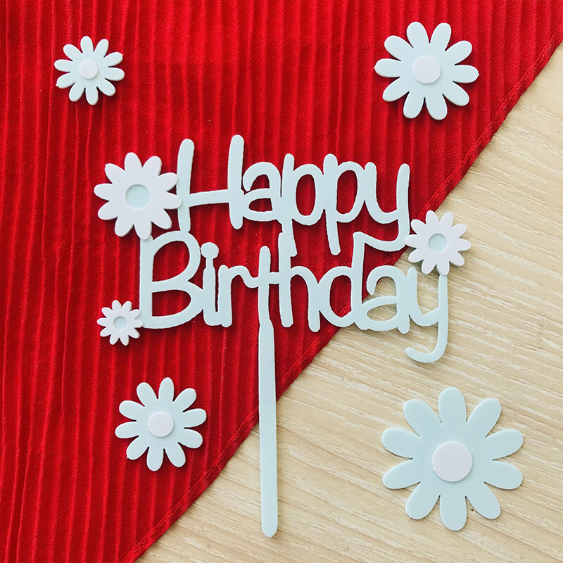 Birthday Party Supplies Happy Birthday Decor Paper Cake Topper Dessert