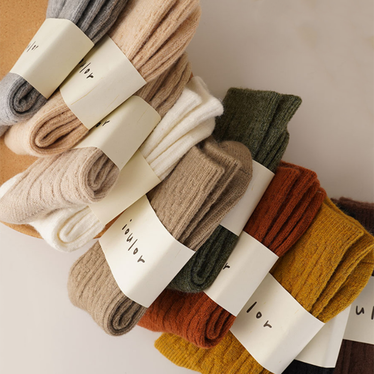 5 Pairs Wool Crew Knit Thick Soft Warm Colors Fuzzy Color Girl Women Boots Socks