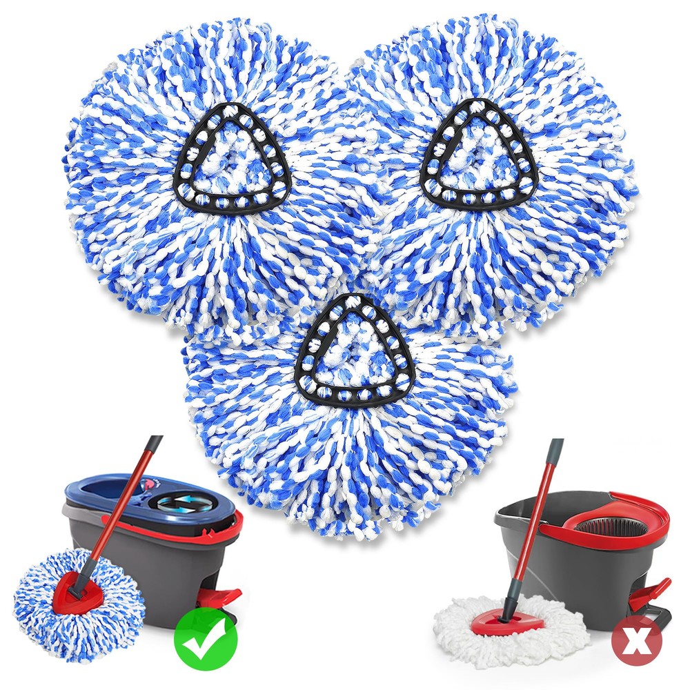 O-Cedar RinseClean 2 Tank System Mop Replacement Heads 3 Pack Microfiber Spin Mop