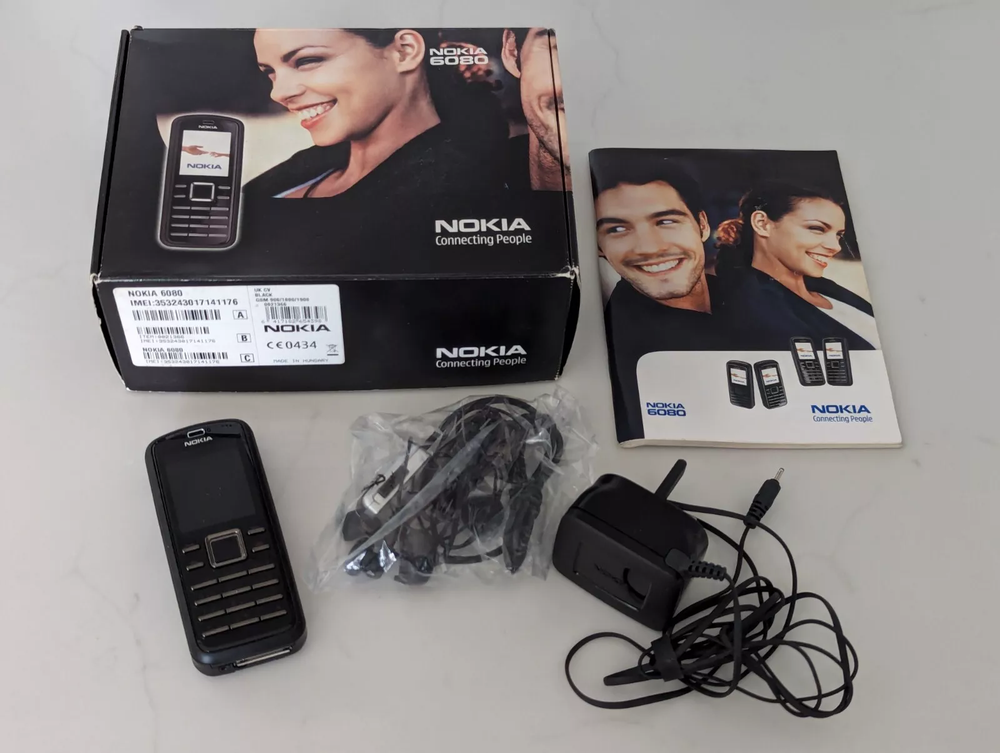 Original Nokia 6080 Classic Mobile Phone black 1 Year warranty