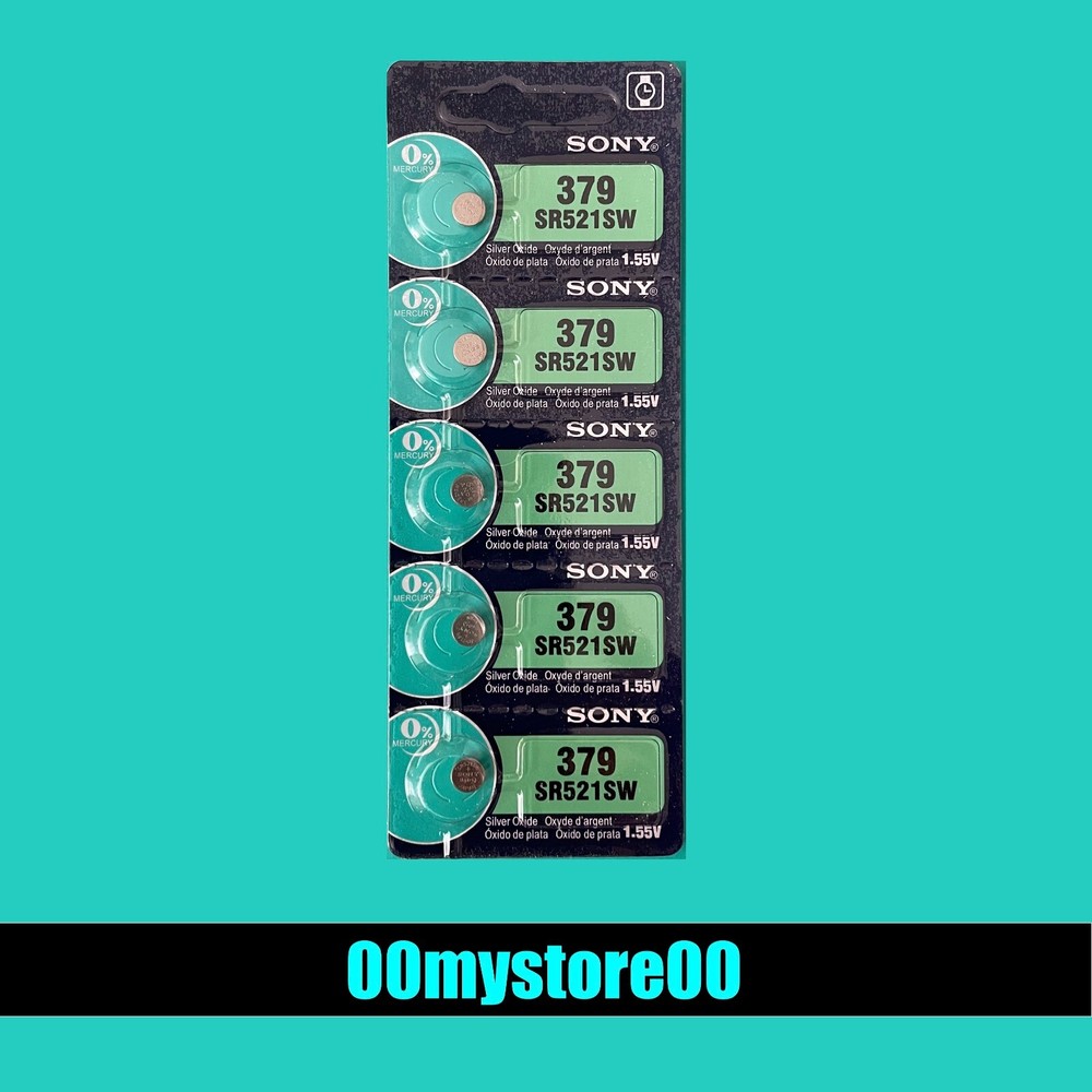 [EXP 2030] 5 SONY 379 Watch Coin Button Cell Battery SR521SW Ships from CA