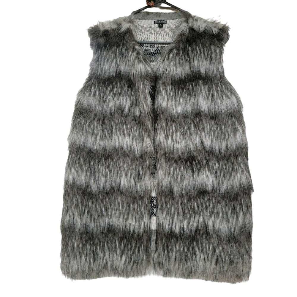 Hannah Nordic Sweater Vest Large Fair Isle Cozy Faux Fur Cottagecore Ski Retro