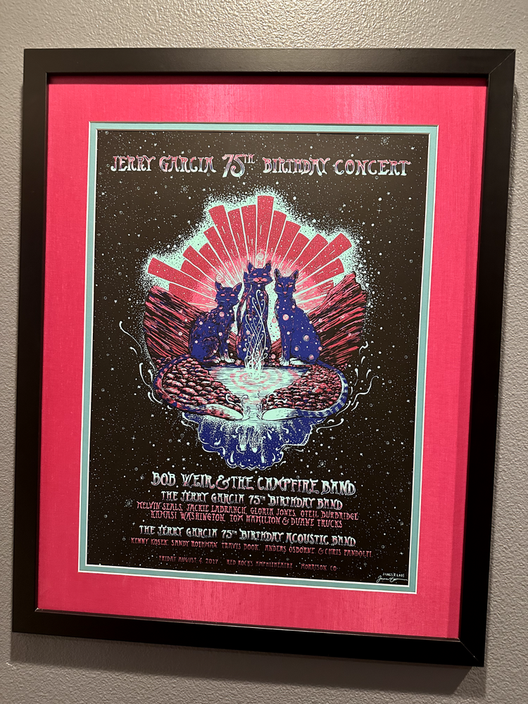 Framed Jerry Garcia 75th Birthday Red Rocks Concert Poster 2017