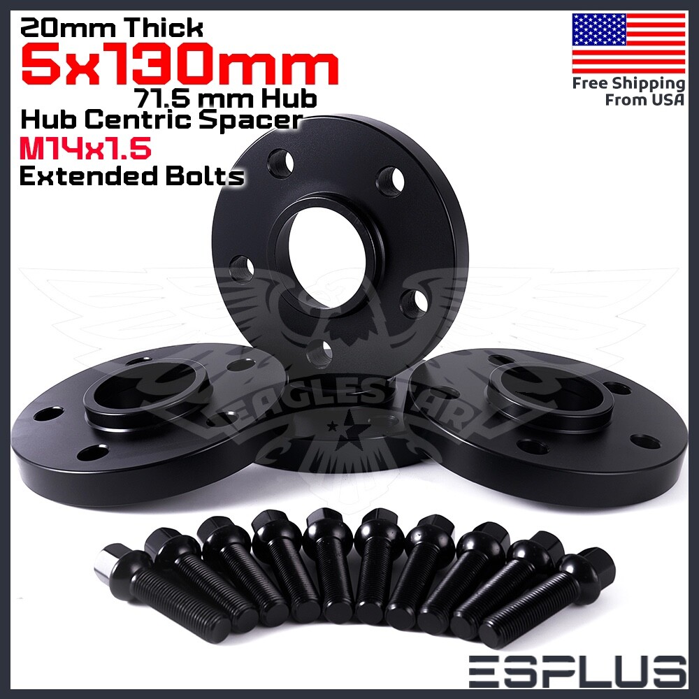 4Pc 20 mm Thick HUB CENTRIC WHEEL SPACER 5X130 CB 71.5mm 14x1.5 FIT Porsche Audi