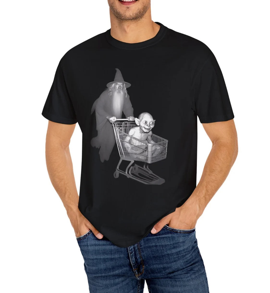 Funny Gandalf Pushing Gollum in a Shopping Cart Shirt
