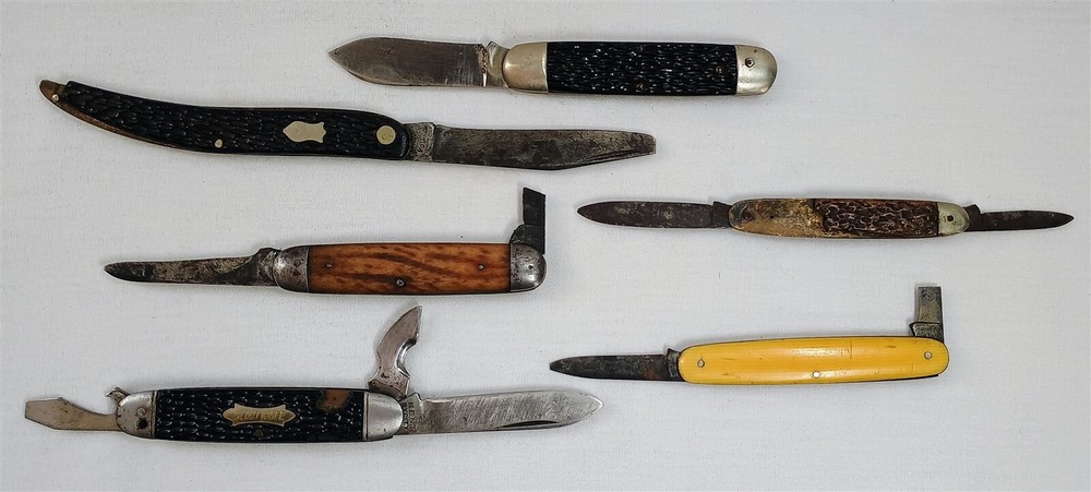 Vintage Folding Pocket KNife Lot Damaged Kent Utica N.B. Lehneberg etc