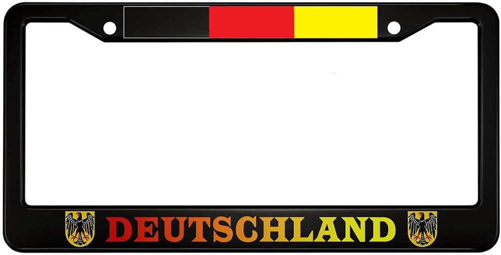 Ofloral Deutschland Aluminum Alloy License Plate Frame German Flag Black Yellow