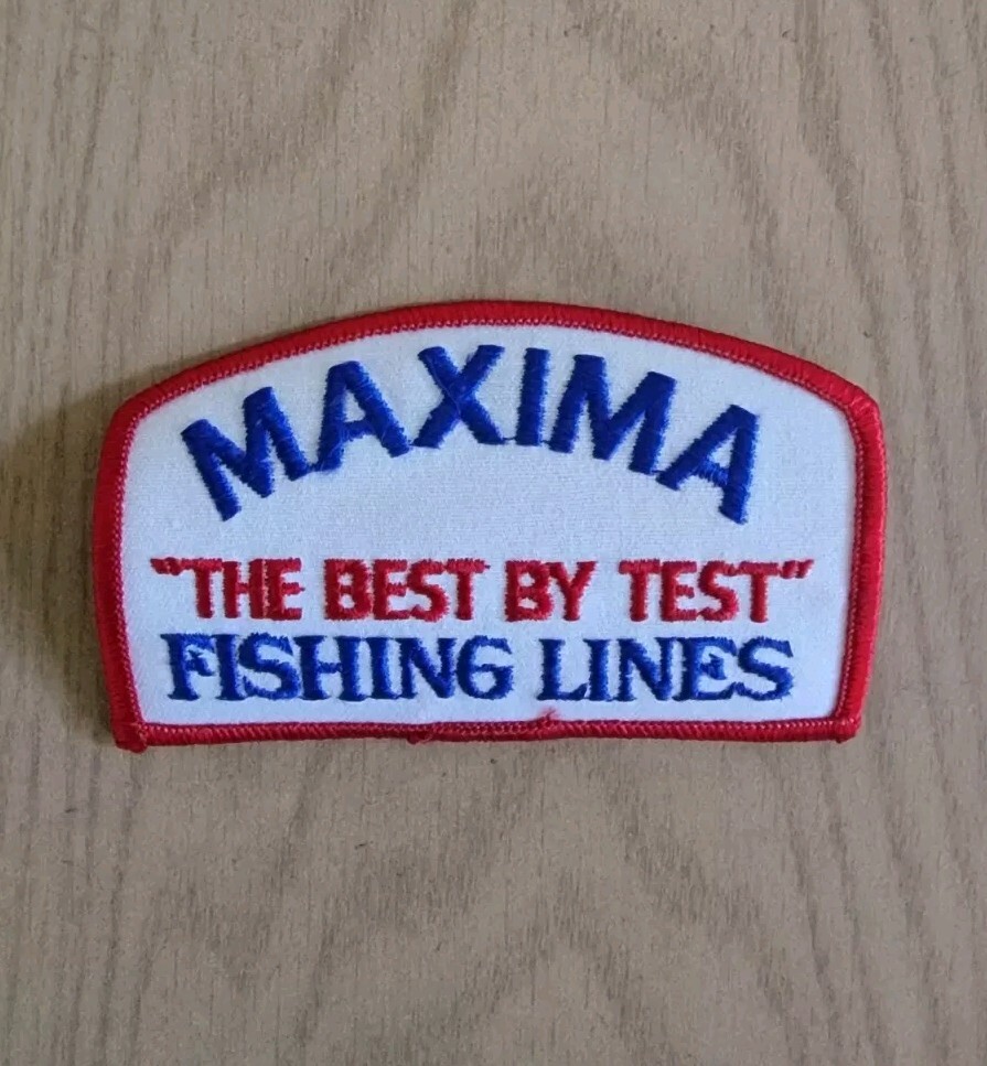 MAXIMA fishing line 1980s sewn patch “Best By Test” nylon Germany fish