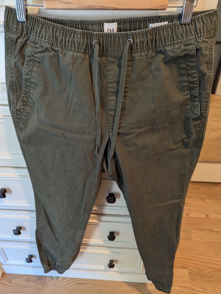 Gap Men's Olive Green Joggers Twill Slim Size Medium