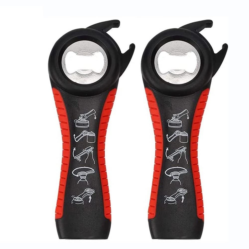 2 Pack 5-In-1 Multi Function Plastic Grip Bottle Opener- Easily Opens Twist Caps