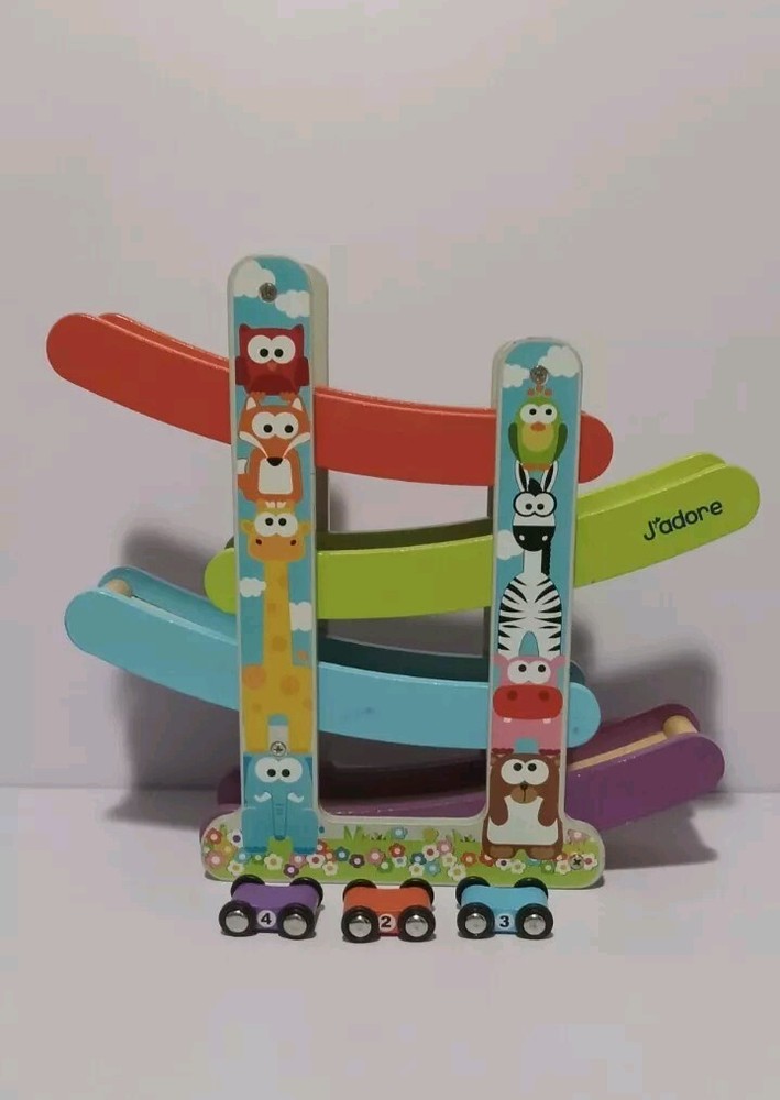 J'Adore Paris- Wooden Race Track Car Ramp 3 Cars