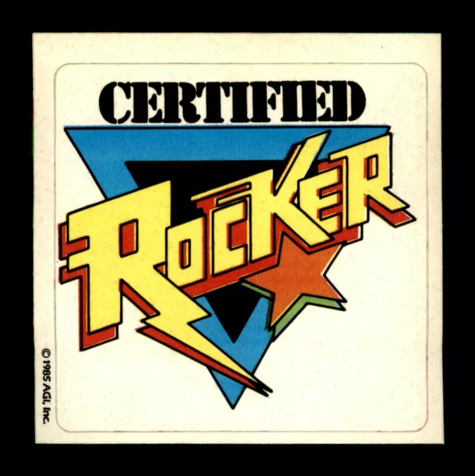 1985 AGI Rock Star Concert Cards Stickers Certified Rocker