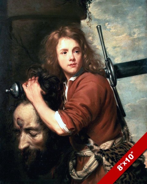 David Slays Goliath Biblical Art Painting on Premium Canvas Print