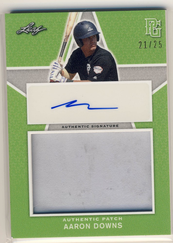 2020 Leaf Perfect Game Aaron Downs Patch Auto /25 Mississippi State PG National Showcase-image