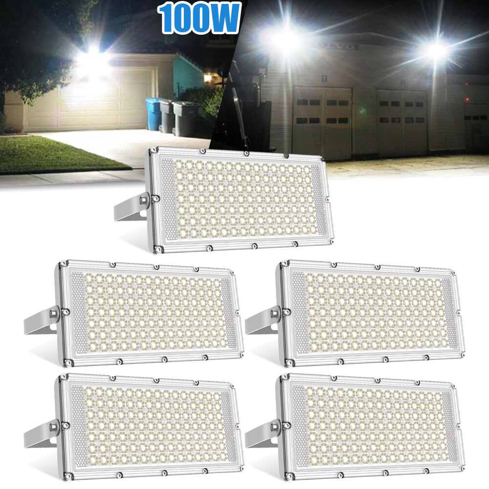 5X 100W Model LED Flood Light Garden Outdoor Lamp Cool White Spotlight Fixtures