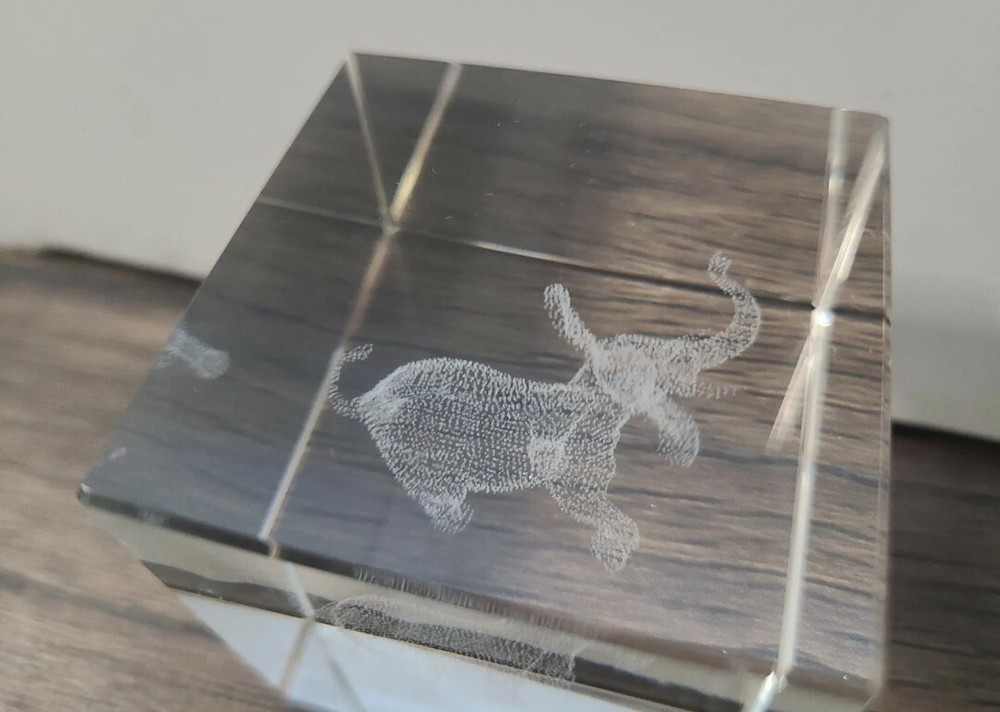 3d laser etched crystal paperweight elephant