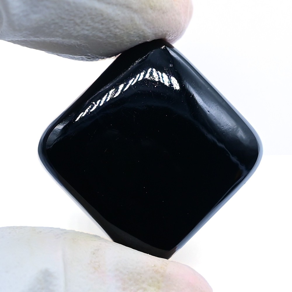 AAA+ Natural Black Onyx Cabochon 25Ct Faceted Gemstone 18x18mm R-75