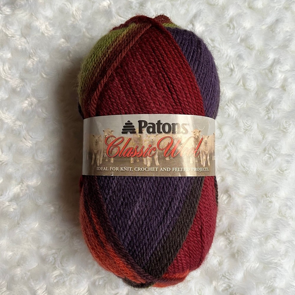Patons CLASSIC WOOL Yarn HARVEST #77236 Burgundy Purple Green Brown Orange Gray