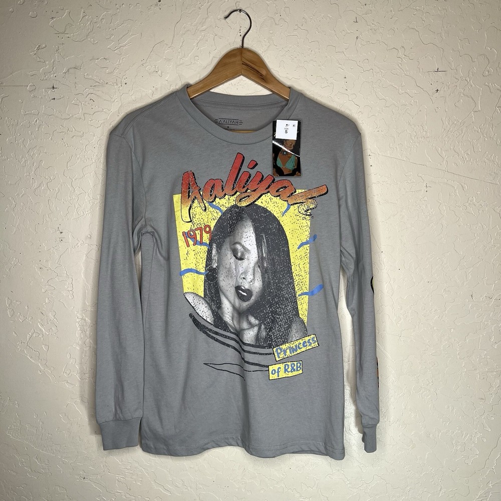 Aaliyah Tee Long Sleeve Streetwear Gray Concert Tee Inspired ‘1979 | Small NWT-image