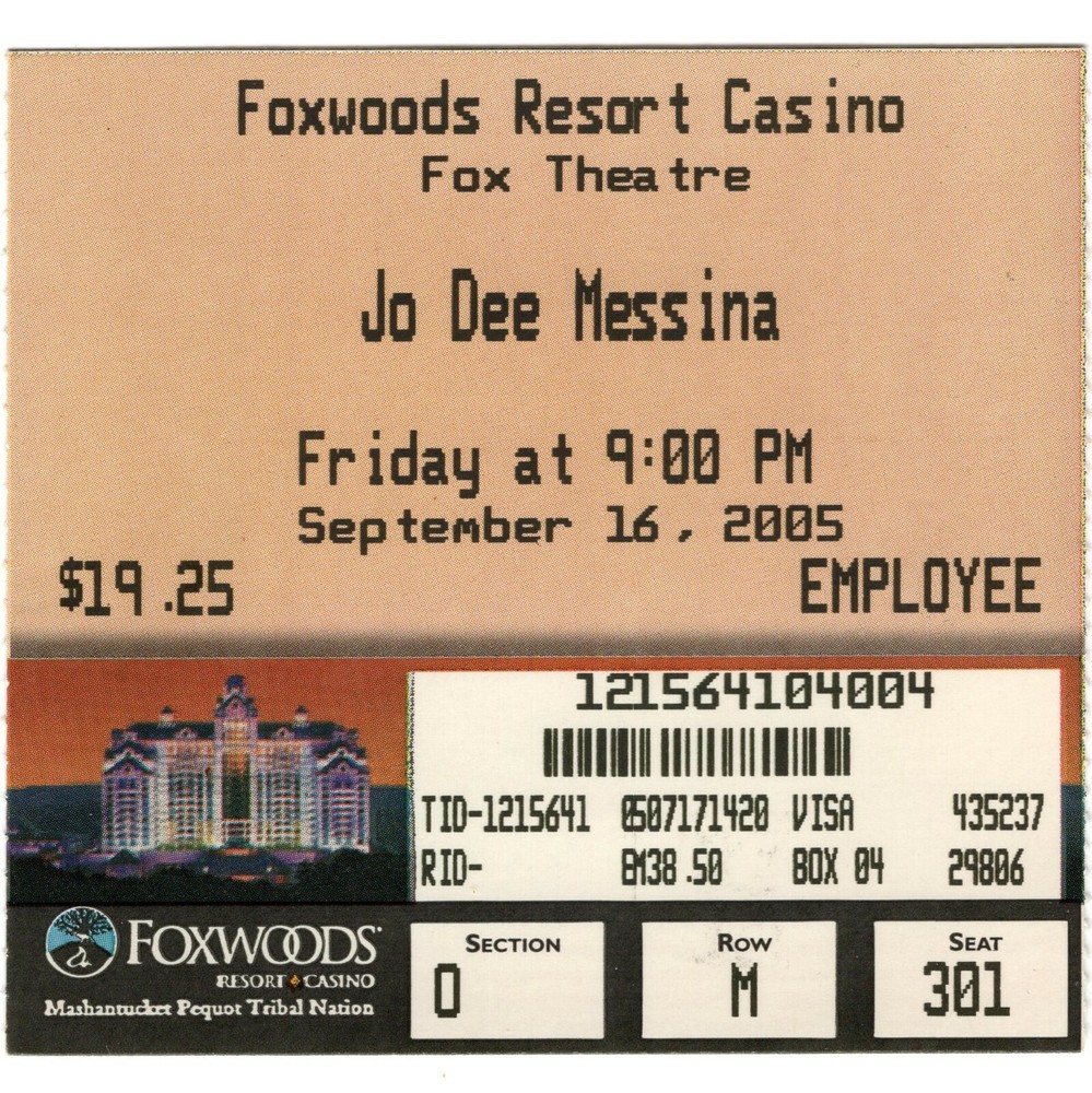 JO DEE MESSINA Concert Ticket Stub MASHANTUCKET CT 9/16/05 FOXWOODS CASINO Rare