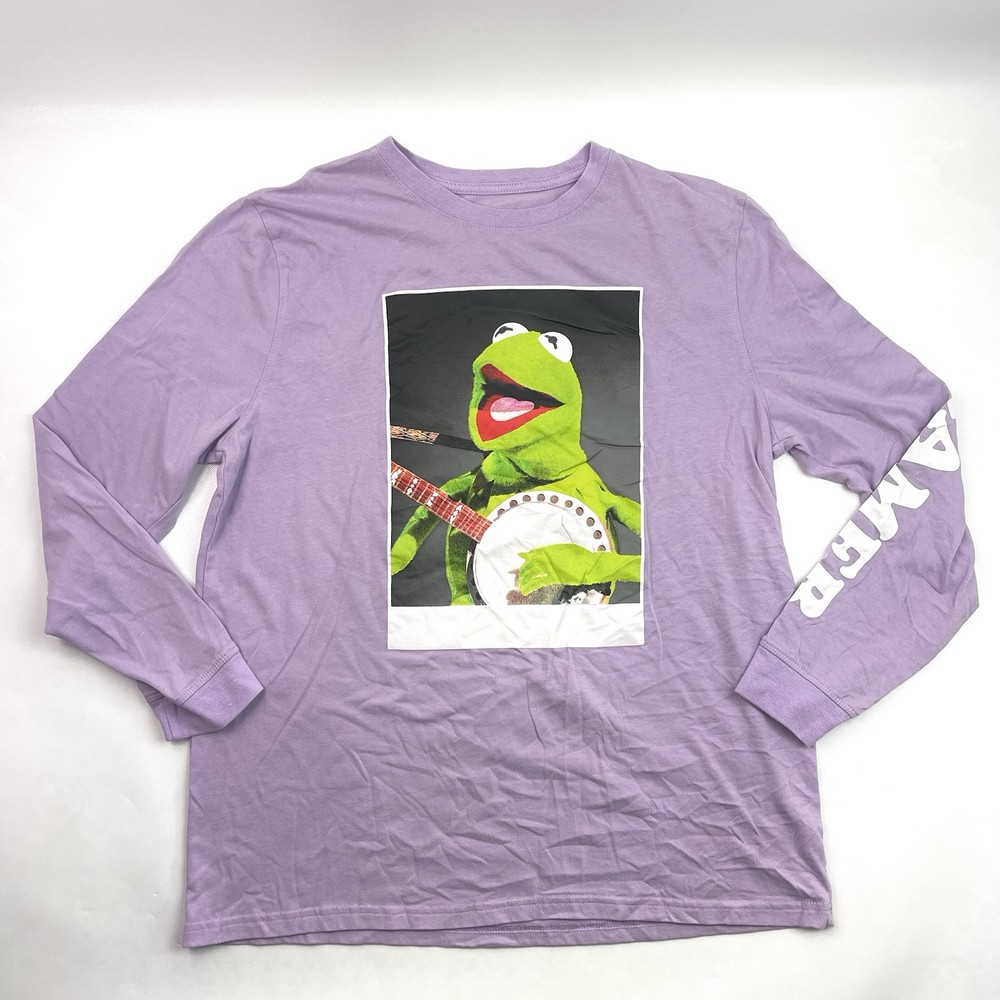 Disney Muppets Purple Kermit Frog Banjo Long Sleeve Tee