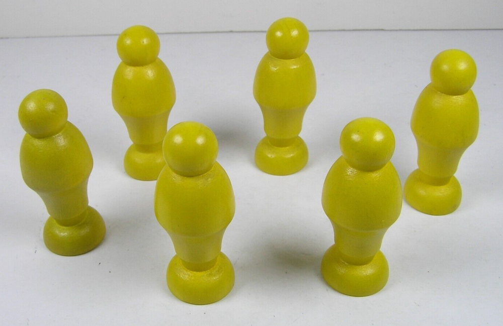 Unbranded Yellow People 6 Piece Lot Wooden Train Railway Toy Playset Pieces