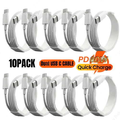 10X Lot 60W USB C to C Cable Fast Charging Cord For Samsung Macbook Pro Type-C