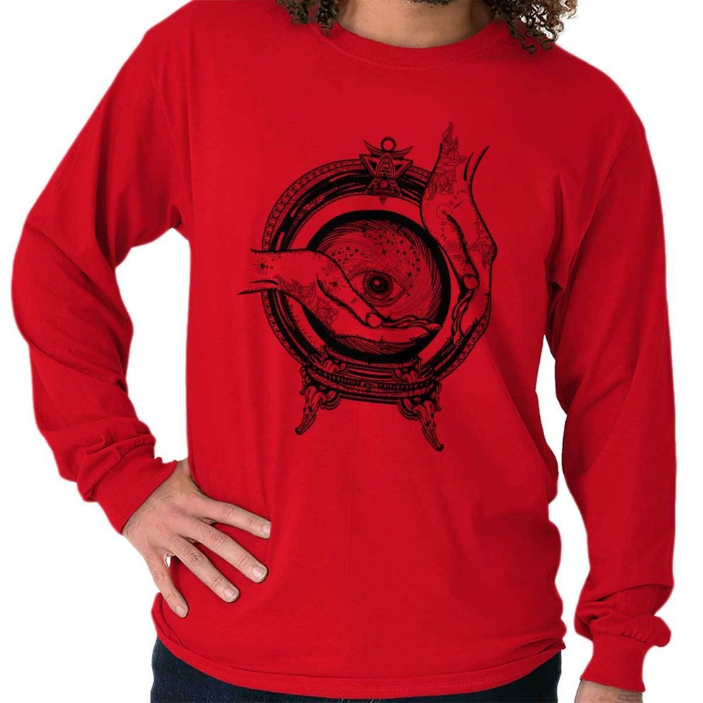 Hands Eye Crystal Ball Symbolic Graphic Gift Long Sleeve Tshirt for Men or Women