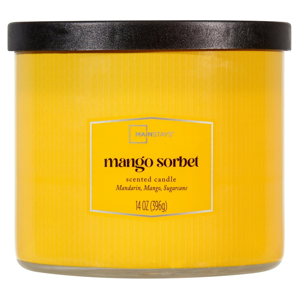3-Wick Scented Candle 14oz Mango Sorbet Fragranced Clean Burn Aromatherapy New